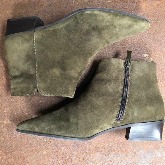 Aquatalia Fire Suede Booties Olive Green - Picture 11 of 12